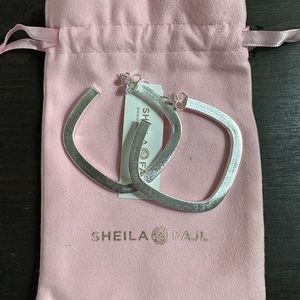 Sheila Fajl Square Hoop Earrings in Brushed Silver